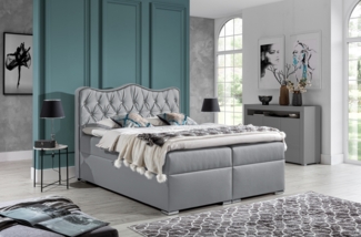 99rooms Figaro Boxspringbett Kunstleder MADRYT Hellgrau 180x200 cm