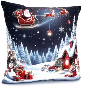 heimtexland Dekokissen Weihnachten Kissenhülle Chalet Landhaus Deko Kissen Vichy Karo Typ652, Deko Kissen I 40x40 I Geschenk I kuschelig weich