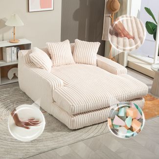 Flieks Relaxsessel Cord mit 3 Kissen, bequemes Einzelsitz-Bodensofa für Wohnzimmer & Büro, Beige