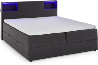 Boxspringbett >Caja< Liegefläche 180x200cm, anthrazit, Stellmaß: 187x111x216cm (BxHxT)
