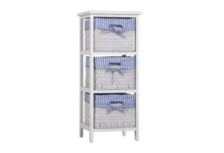 HTI-Living Badregal Regal mit 3 Körben Mia Landhaus Weiß Blau, Stück 1-tlg, Badregal Schubladenkommode