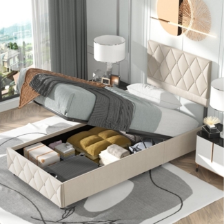 HAUSS SPOLE Polsterbett Bettgestell hydraulische Stauraumbett,langlebig und schmutzabweisend (0-tlg, tragen 250 KG, Ausgezeichnete Atmungsaktivität), Strapazierfähig und schmutzabweisend,elastische Polsterung