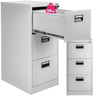 tectake Aktenschrank Büroschrank mit 3 Schubladen 62,4x46x102,8cm (Set mit 2 Schlüsseln, 1-St, inkl. Schlüssel) aus pulverbeschichtetem Stahl