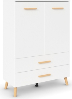 rauch Hochkommode Skandi by Aditio, mit Massivholzgriffen, 2 Schubladen mit Softclose-Funktion