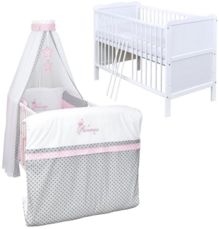 Baby-Delux Komplettbett Babybett Jack Komplettset, 10-tlg, Kinderbett 70x140 cm weiß, Bettset verschiedene Designs