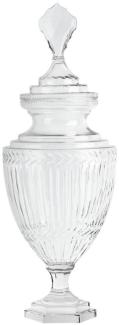 Casa Padrino Barock Glasvase mit Deckel Ø 21,5 x H. 63 cm - Runde Deko Vase aus mundgeblasenem Glas - Blumenvase - Barock Deko Accessoires