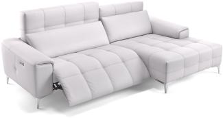 Sofanella SALENTO Ecksofa Ledercouch Funktionssofa Sofa in Weiß S: 217 x 163 Breite x 100 Tiefe