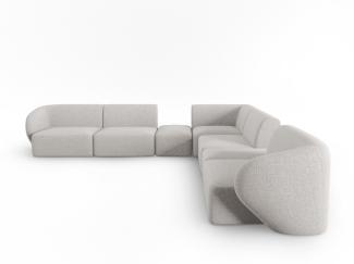 Micadoni Modulares symmetrisches Ecksofa Shane 7-Sitzer Chenille Silber Melange