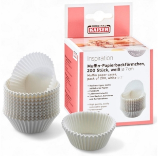 Muffin-Papierbackförmchen 70 mm, weiß, 200er-Pack