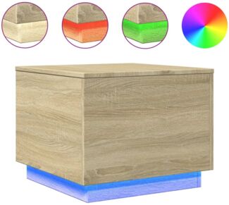 Couchtisch, Sofatisch mit LED-Leuchten Sonoma-Eiche 50 x 50 x 40 cm