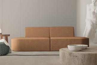 Sofa Designersofa 2-Sitzer MILOT in Stoff Ascot Bukla Goldbraun