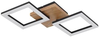 LED Deckenlampe, Quadratisch, Holz, verstellbar, L 46 cm