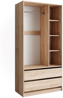 Kleiderschrank Elmo Sonoma 100 x 200 cm mit 2 Schubladen Vicco