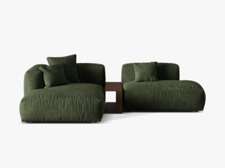 Micadoni Ecksofa Martina 2-Sitzer mit Couchtisch Samt Grün Links