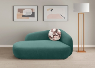 DOMO. collection Recamiere 700013, Liege mit Zierkissen, oval, Füße mit Filzgleitern, Chaiselongue, Sofa, Polstergarnitur, 183 x 105 x 75 (BxTxH), blau