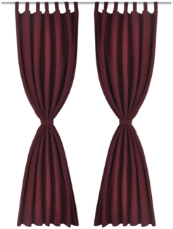 vidaXL Vorhänge Gardinen aus Satin 2-teilig, Polyester Dunkelrot, 140x245 cm