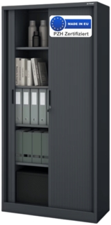 Aktenschrank abschließbar KETI - Rolladentüren, 5 Ebenen | Büroschrank aus Stahl Metallschrank Werkstatt Mehrzweckschrank Werkzeugschrank, 185x90x45cm Anthrazit