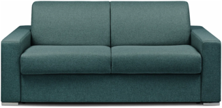 Vente-unique - Schlafsofa mit Matratze 3-Sitzer Stoff - Blau - Liegefläche mit Lattenrost: 140 cm - Matratzenhöhe: 16 cm mit Memory Schaum - CALITO