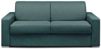 Vente-unique - Schlafsofa mit Matratze 3-Sitzer Stoff - Blau - Liegefläche mit Lattenrost: 140 cm - Matratzenhöhe: 16 cm mit Memory Schaum - CALITO