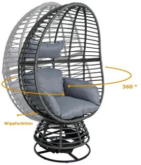Polyrattan Loungesessel Schwingsessel Rattan Sessel Relaxsessel Stuhl Anthrazit