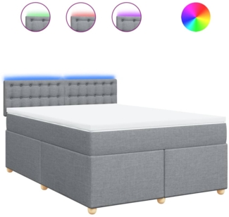 vidaXL Boxspringbett mit Matratze Hellgrau 160x200 cm Stoff 3289045