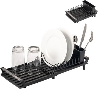 Geschirr-Abtropfgestell für 8 Teller & Besteck, ausziehbar 28-46,5 cm, Abtropfständer
