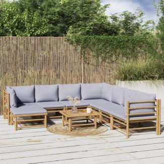 vidaXL 9-tlg. Garten-Lounge-Set mit Kissen Hellgrau Bambus