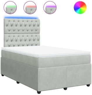 vidaXL Boxspringbett mit Matratze Hellgrau 120x190 cm Samt 3294592
