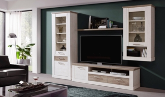 Wohnzimmerschrank DURO, Set 4-tlg Optik: Pinie weiß antik