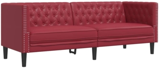 vidaXL Chesterfield-Sofa 3-Sitzer Weinrot Kunstleder 372670