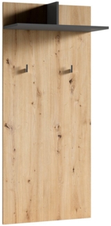 riess-ambiente Wandgarderobe BENNO 140 cm natur / anthrazit – modern, mit Beton-Optik & 2 Haken (Einzelartikel, 1 St), Design-Garderobe, pflegeleicht, mit Ablagen & Haken, Flurmöbel
