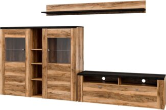 Home affaire Wohnwand Larona, Wohnwand, Set 3 teilig, (3-St), Wohnzimmer Set bestehend aus 1 TV-Board, 1 Highboard,1 Wandregal
