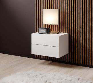 'Claris I' Nachtkommode mit zwei Schubladen, Holz weiß, 28 x 30 x 42 cm