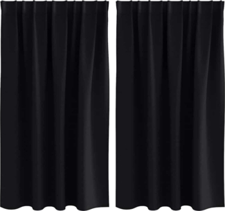vidaXL Verdunkelungs-Vorhänge mit Ringen 2 pcs Schwarz 140 x 140 cm 4107428