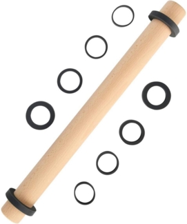 Nudelholz Buchenholz Teigroller Einstellbar Dicke Ringe Backzubehör Rolling Pin