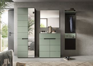 Garderoben-Set >Canu< in Basalt Grau / Smoke Green - 220 x 190 x 37 cm (BxHxT)