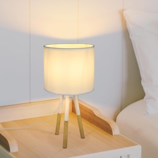 ZMH Nachttischlampe 1er Set Moderne Tischleuchten - Wohnzimmer Tischlampe mit Stoffschirm E27 Fassung Max. 40W Weiß