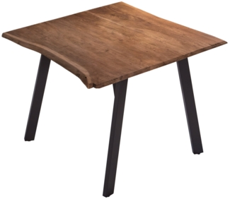 Esstisch Baumkante massiv Akazie Nussbaum 90x90 schwarz Laxmi 526333