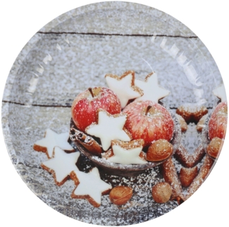 Weihnachtsteller 26 cm Plätzchenteller Nikolausteller Adventsteller Festtagsteller Dekoteller Adventsdeko Tischdeko Weihnachtsplatte Metallteller