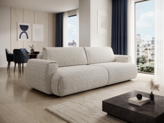 Vente-unique - Sofa mit Schlaffunktion 4-Sitzer - Strukturstoff - Hellgrau - MONELIA