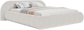 Selsey 'Shels Low' Polsterbett 140x200 mit Bettkasten, Breitcord, Hellgrau