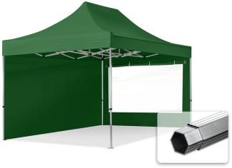 3x4,5 m Faltpavillon PROFESSIONAL Alu 40mm, Seitenteile mit Panoramafenstern, dunkelgrün