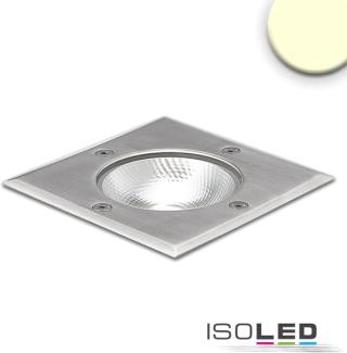 ISOLED LED Bodeneinbaustrahler, quadr. Edelstahl, IP67, 7W COB, 90°, warmweiß