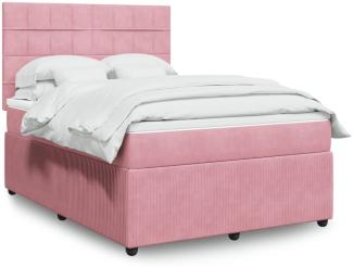 vidaXL Boxspringbett mit Matratze Rosa 160x200 cm Samt 3294687