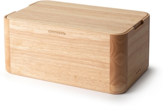 Continenta Brotkasten mit Deckel, Gummibaum, Holz, (2-tlg), 36x23x16 cm, integriertes Brotschneidebrett