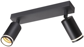 ZMH LED Deckenleuchte 2 flammig - Schwarz Deckenlampe GU10 Schwenkbar Strahler Holz Wandleuchte Wandstrahler für Wohnzimmer Schlafzimmer Ohne Leuchtmittel