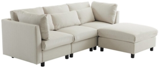 i@home Ecksofa, Polstermöbel, Sofa, Dreisitzer-Sofa, XXL Sofa, mit Fußhocker, L-förmiges Ecksofa, Linen, Beige