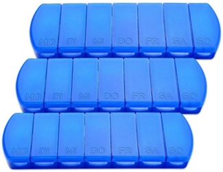 Schramm Pillendose Schramm® 3 Stück Tablettenbox blau 11x4x1,5cm Pillen Tabletten Box 7 Tage Schachtel 3er Pack Tablettendose Pillendose Pillenbox Tablettenboxen Pillendosen Pillen Dose