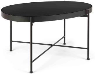 Couchtisch Rashida aus Metall mit Glasplatte, Schwarz 70x46 cm