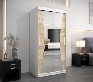 MOEBLO Schiebetürenschrank MEGRA (mit Spiegel, mit/ ohne Schubladen, Schwebetürenschrank Schrank Garderobe Schiebtüren Schlafzimmer Wohnzimmerschrank) (BxHxT):100/120/150/180/200/250x200x62 cm